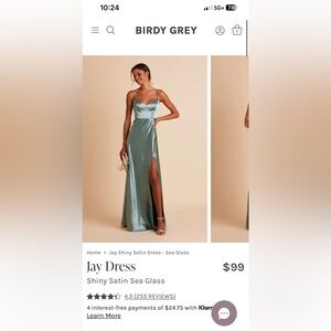 Birdy Grey - Jay Dress - Sea Glass Satin - XS